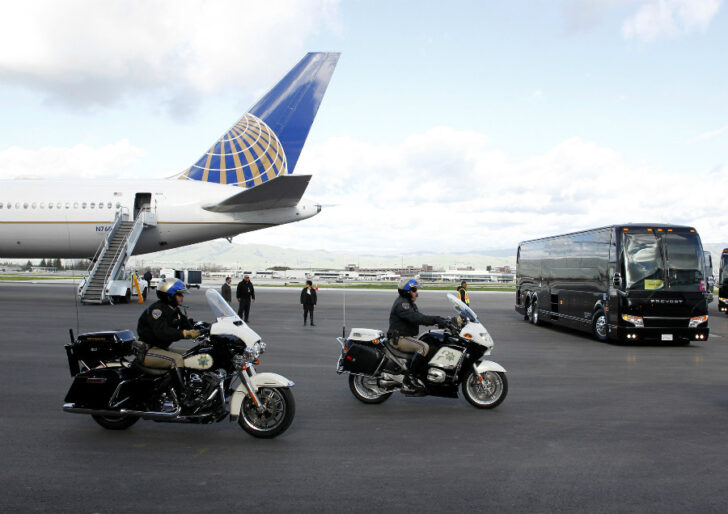 Denver Broncos' team bus