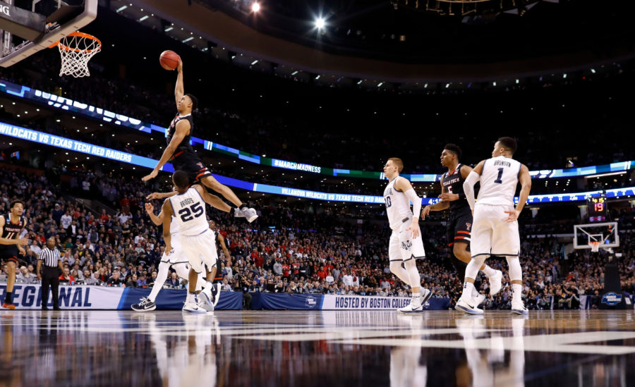 Texas Tech Red Raiders guard Zhaire Smith (2) attempts a dunk against the Villanova Wildcats during the second half of the championship game of the East regional of the 2018 NCAA Tournament at the TD Garden.