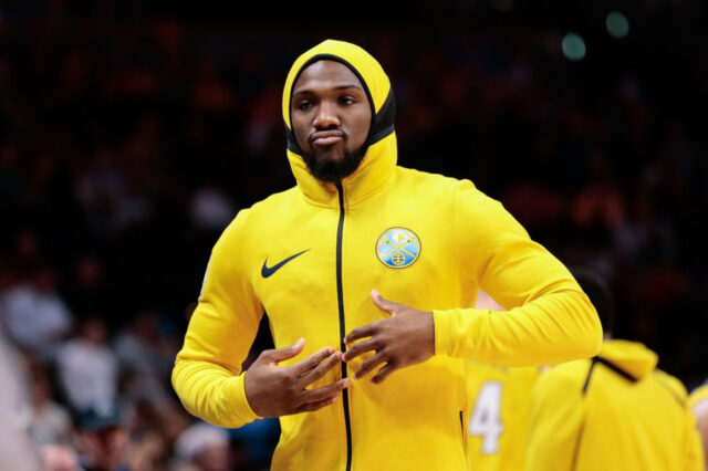 Denver Nuggets forward Kenneth Faried (35) before the game against the Dallas Mavericks at the Pepsi Cente