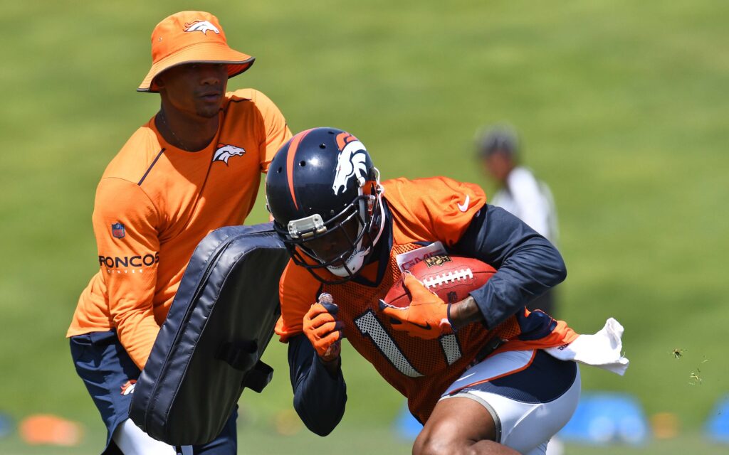 DaeSean Hamilton in Broncos mini-camp. Credit: Ron Chenoy, USA TODAY Sports.