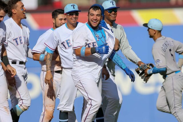 Jose Trevino walked off for the Rangers on Sunday. He's a new father, on Father's Day.