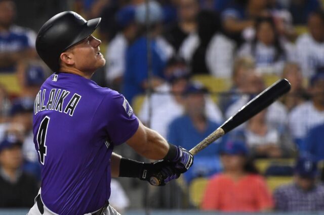 Pat Valaika's home run against the Dodgers. Credit: Jayne Kamin-Oncea, USA TODAY Sports.