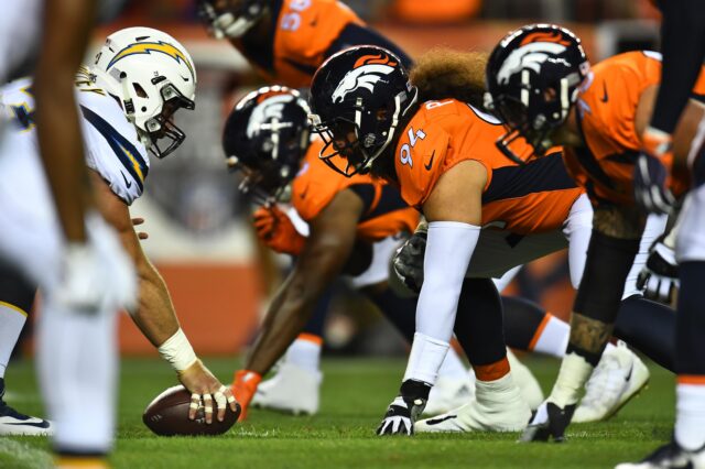 Domata Pero leads his defensive line into battle this year. Credit: Ron Chenoy, USA TODAY Sports.