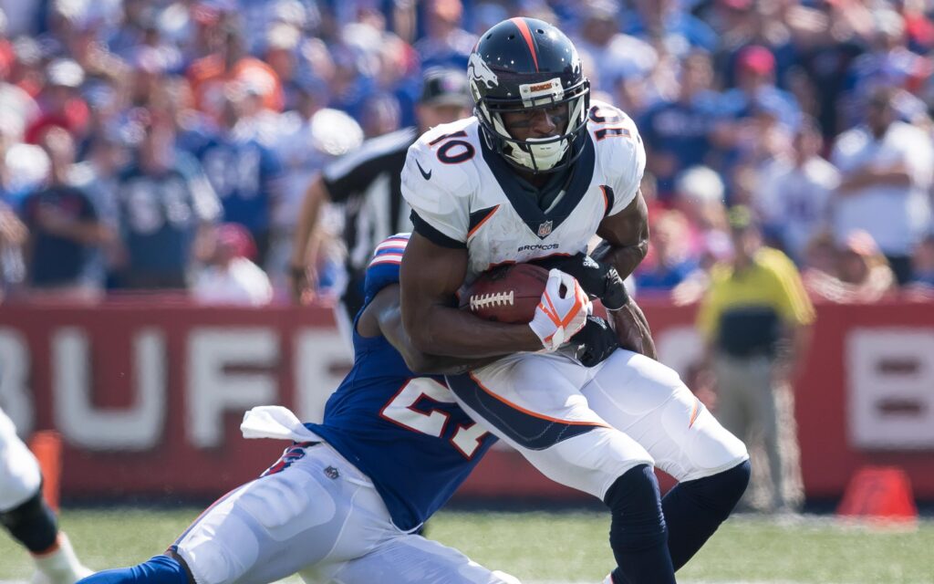 Emmanuel Sanders on a comeback route. Credit: Mark Konezny, USA TODAY Sports.