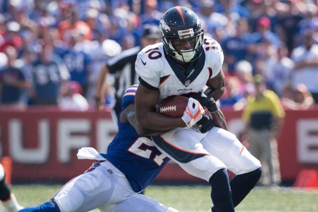 Emmanuel Sanders on a comeback route. Credit: Mark Konezny, USA TODAY Sports.