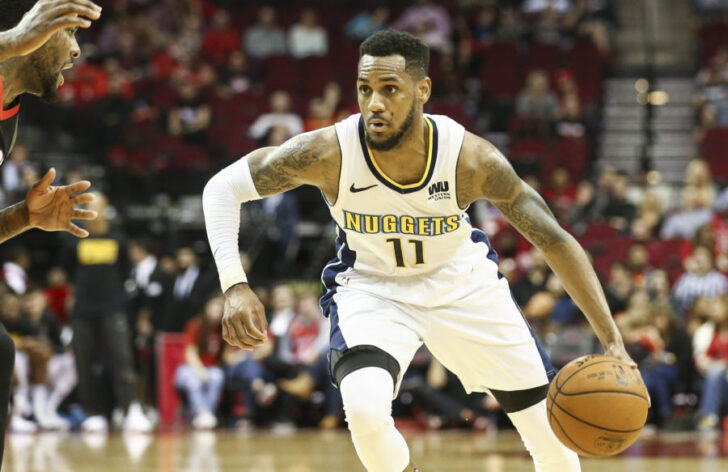 Denver Nuggets guard Monte Morris (11) dribbles the ball during the game against the Houston Rockets at Toyota Center