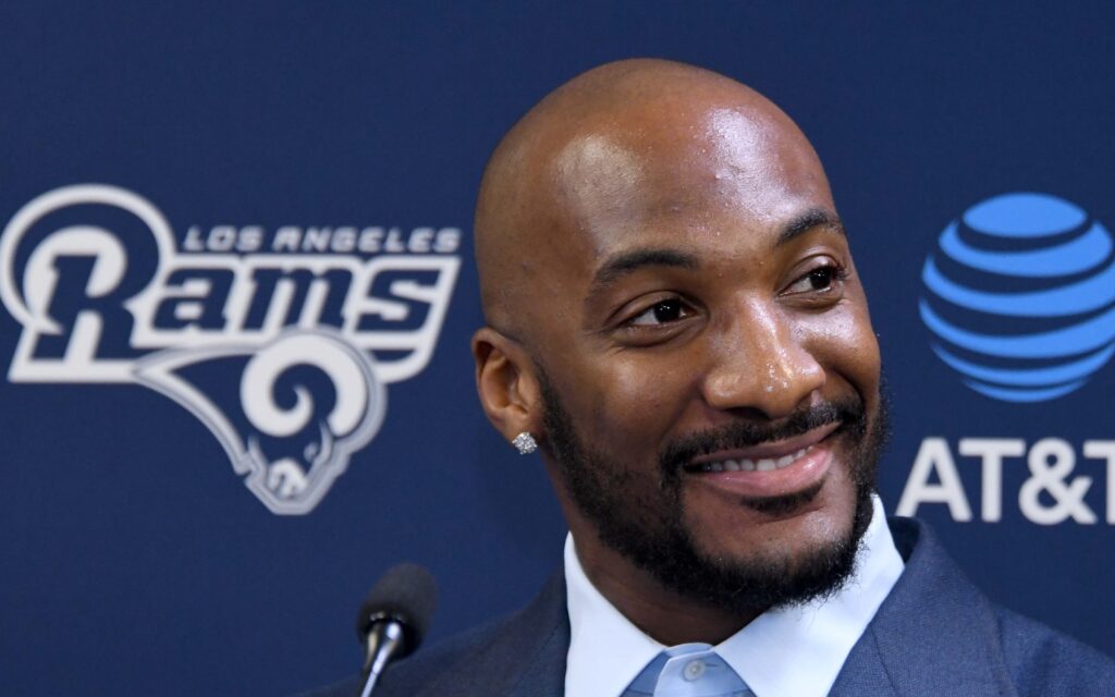 Aqib Talib with LA. Credit: Kirby Lee, USA TODAY Sports.