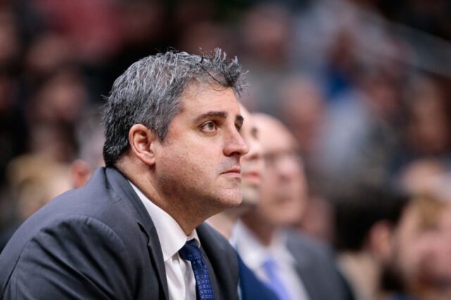 Denver Nuggets assistant coach Micah Nori in the third quarter against the Atlanta Hawks at the Pepsi Center.