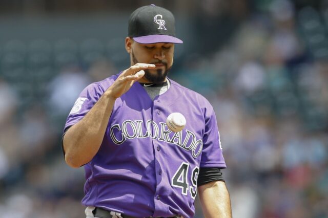 Antonio Senzatela, frustrated on Sunday. Credit: Kyle Seager, USA TODAY Sports.