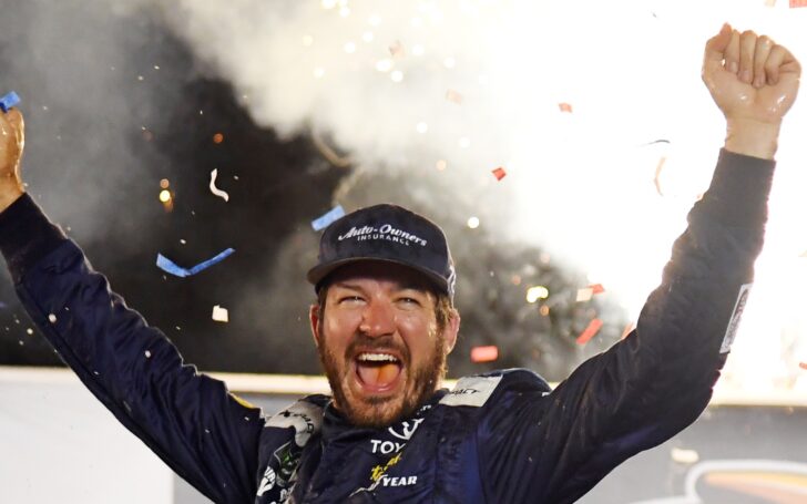 Martin Truex celebrates his win in Kentucky. Credit: Christopher Hanewinkel, USA TODAY Sports.