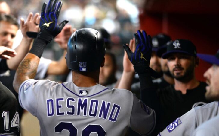 Ian Desmond celebrates a score. Credit: Joe Camporeale, USA TODAY Sports.