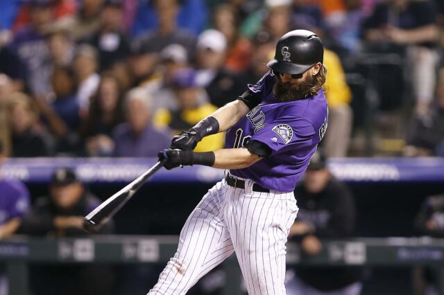 Charlie Blackmon on his home run. Credit: Russell Lansford, USA TODAY Sports.