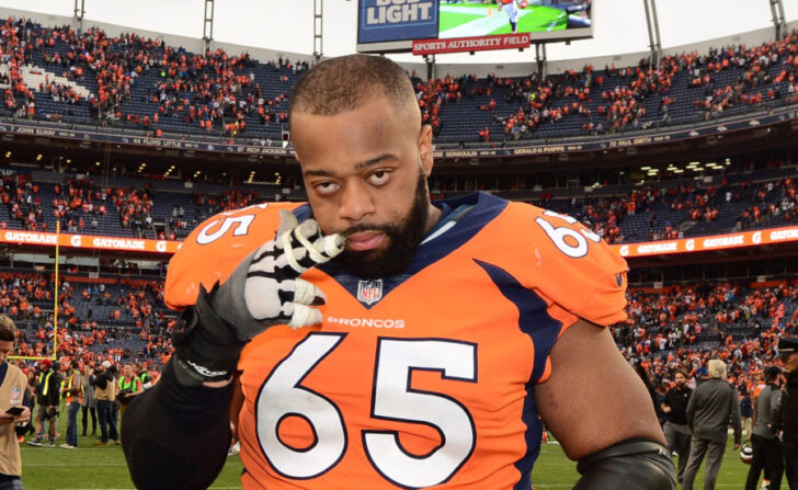 Denver Broncos offensive guard Ronald Leary (65) leaves the field following a win over the Oakland Raiders at Sports Authority Field at Mile High