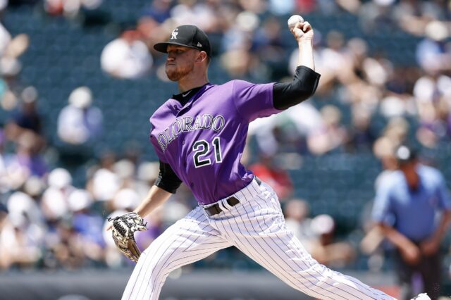 Kyle Freeland pitching. Credit: Isaiah J. Downing, USA TODAY Sports.