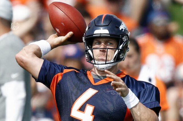 Case Keenum throws in training camp. Credit: Isaiah J. Downing, USA TODAY Sports.