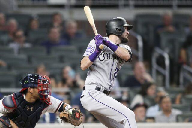 David Dahl's clutch hit in the ninth inning. Credit: Brett Davis, USA TODAY Sports.