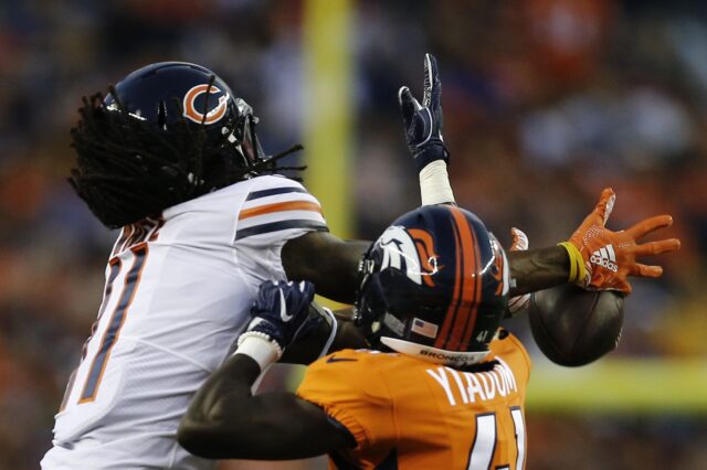 Isaac Yiadom defends a pass. Credit: Isaiah J. Downing, USA TODAY Sports.