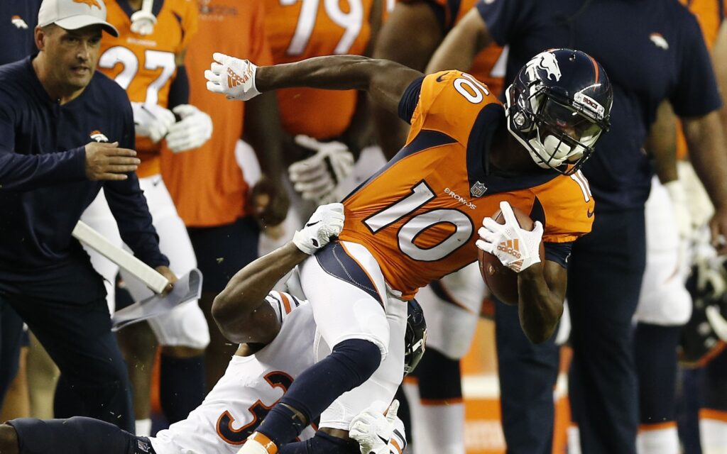 Emmanuel Sanders catch. Credit: Isaiah J. Downing, USA TODAY Sports.