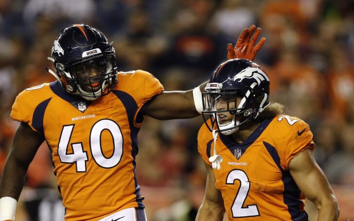 Phillip Lindsay congratulated. Credit: Isaiah J. Downing, USA TODAY Sports.