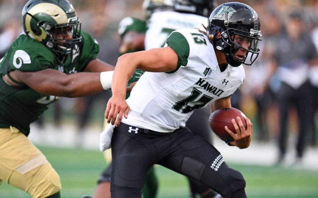 Cole McDonald ran and threw at will against CSU Saturday. Credit: Ron Chenoy, USA TODAY Sports.