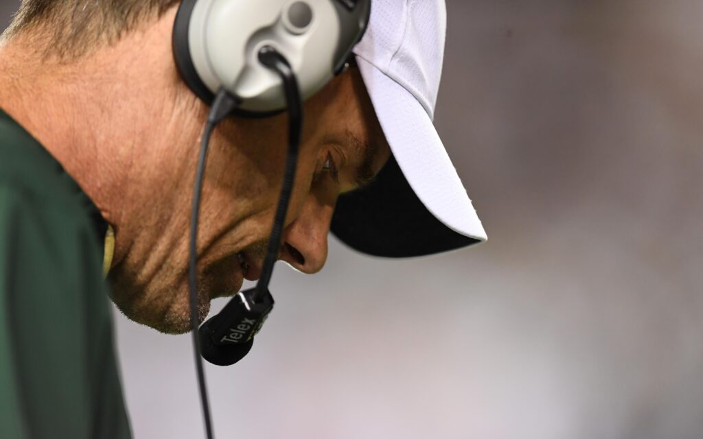 Mike Bobo during the Showdown. Credit: Ron Chenoy, USA TODAY Sports.