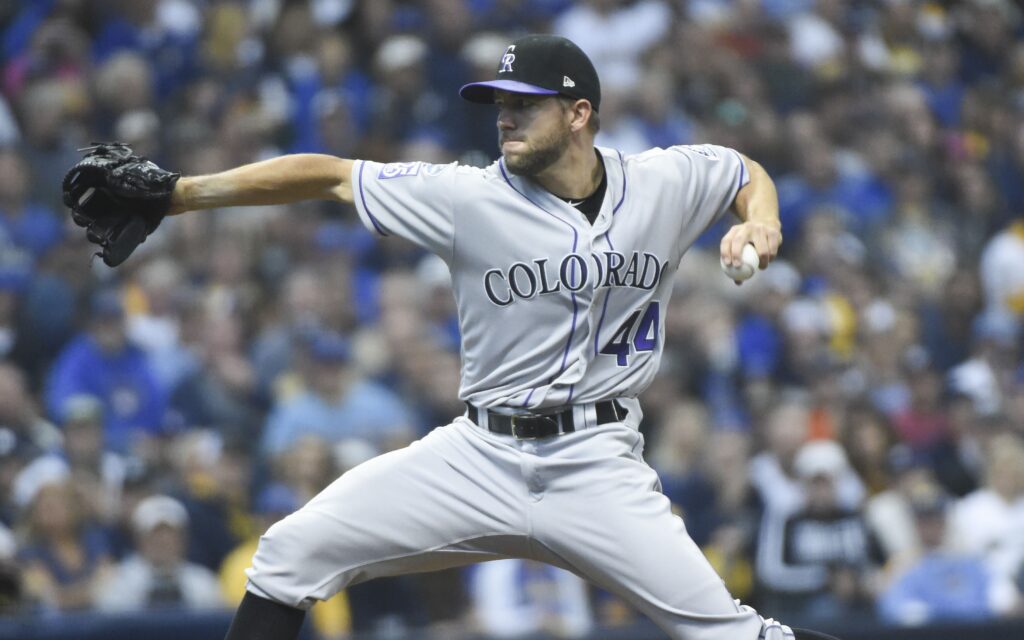 Tyler Anderson pitches in Game 2. Credit: Benny Sieu, USA TODAY Sports.