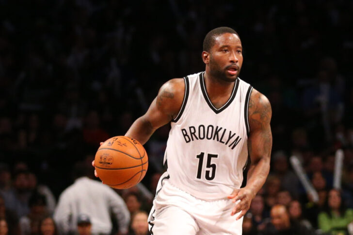 Brooklyn Nets guard Donald Sloan (15) moves the ball during the fourth quarter against the Indiana Pacers at Barclays Center. Brooklyn Nets won 120-110.