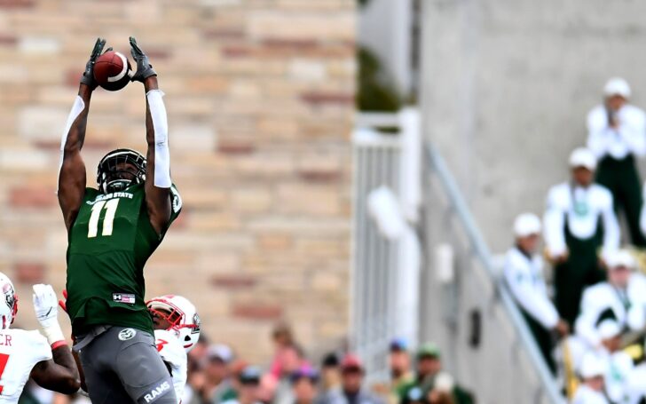 Preston Williams can go up and get the football. But, because of an unnecessary rule, his catch wasn't counted. Credit: Ron Chenoy, USA TODAY Sports.