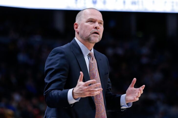 Denver Nuggets head coach Michael Malone reacts in the second quarter against the Houston Rockets at the Pepsi Center.