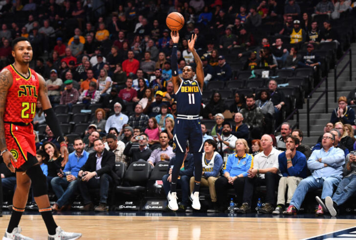 Denver Nuggets guard Monte Morris (11) shoots in the first quarter against the Atlanta Hawks at the Pepsi Center.