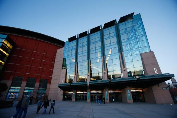 A general view outside of Pepsi Center before the game between the Denver Nuggets and the Washington Wizards.