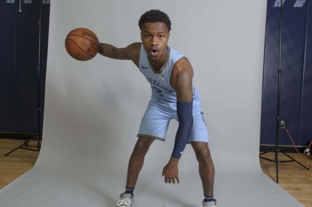 Memphis Grizzlies gaurd Brandon Goodwin (2) poses during media at FedEx Forum.