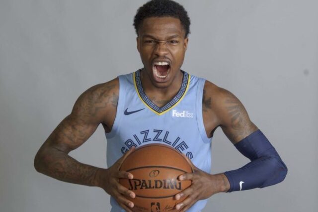 Memphis Grizzlies gaurd Brandon Goodwin (2) poses during media at FedEx Forum.