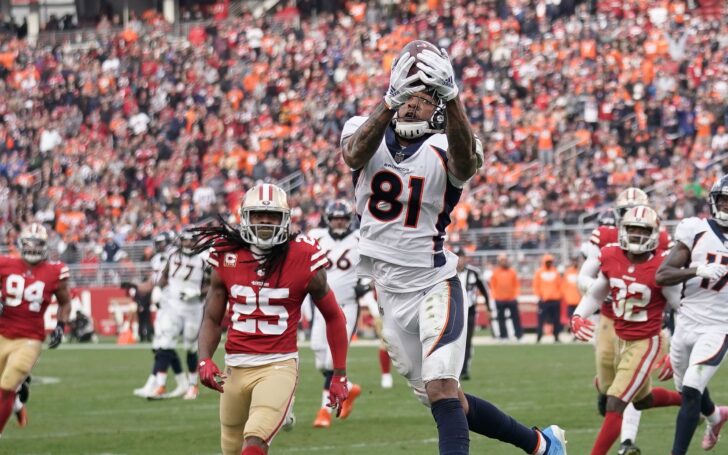 Tim Patrick. Credit: Stan Szetso, USA TODAY Sports.