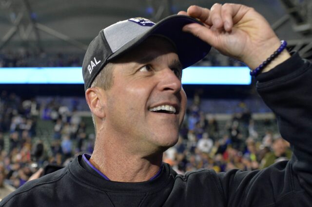 John Harbaugh. Credit: Jake Roth, USA TODAY Sports.