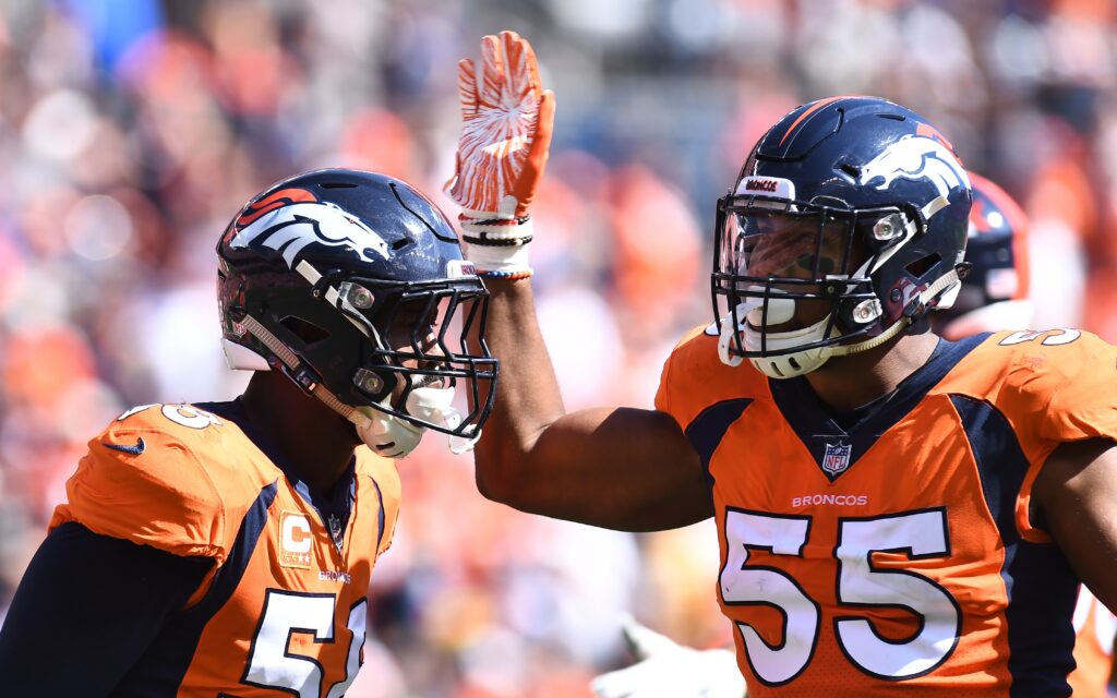 Bradley Chubb and Von Miller. Credit: Ron Chenoy, USA TODAY Sports.