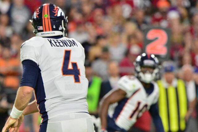 Case Keenum to Emmanuel Sanders. Credit: Matt Kartozian, USA TODAY Sports.