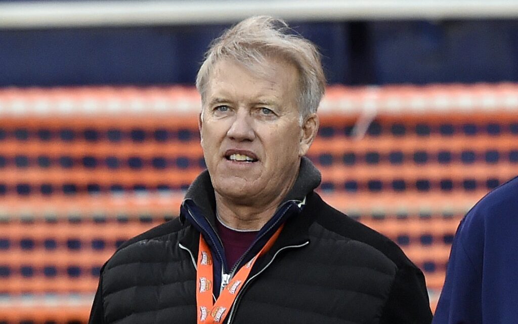 John Elway at the Senior Bowl. Credit: John David Mercer, USA TODAY Sports.