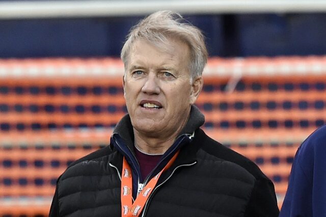 John Elway at the Senior Bowl. Credit: John David Mercer, USA TODAY Sports.