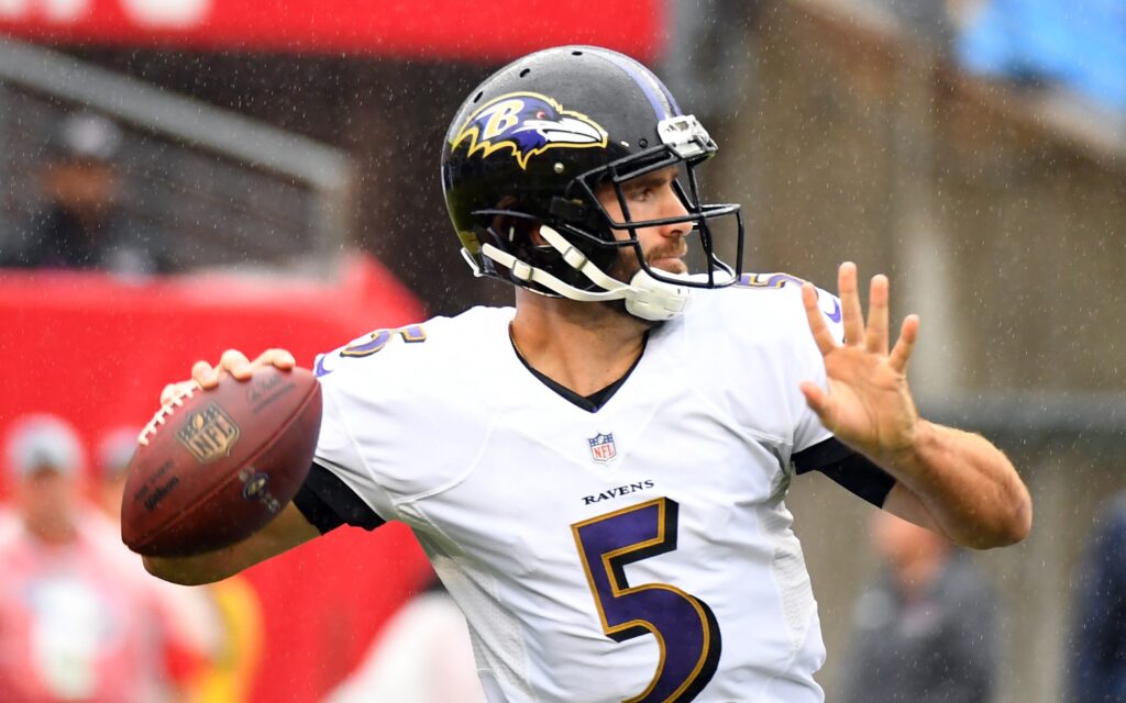 Joe Flacco. Credit: Christopher Hanewinckel, USA TODAY Sports.