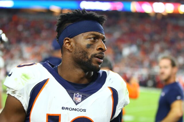 Emmanuel Sanders. Credit: Mark J. Rebilas, USA TODAY Sports.