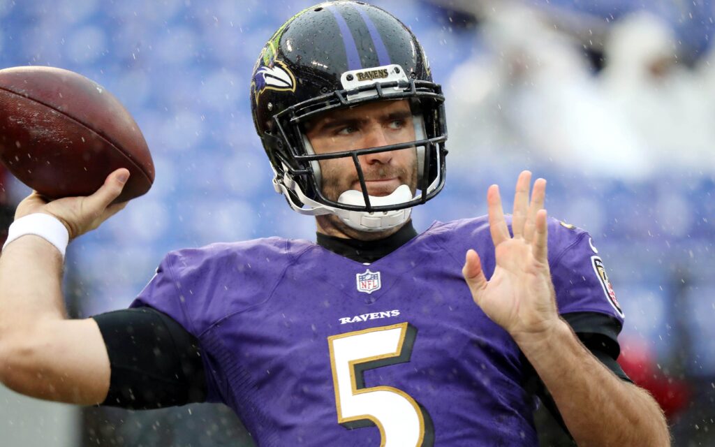 Joe Flacco. Credit: Mike Stringer, USA TODAY Sports.