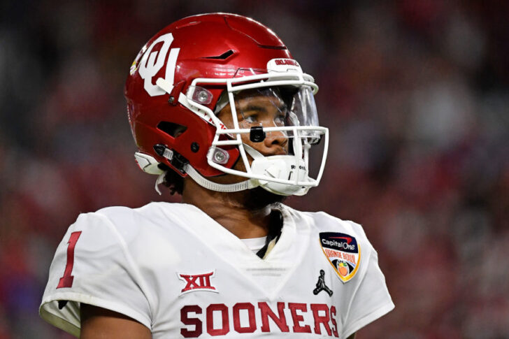 Oklahoma Sooners quarterback Kyler Murray (1) in the 2018 Orange Bowl college football playoff semifinal game against the Alabama Crimson Tide at Hard Rock Stadium.