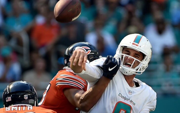 Callahan hits Brock Osweiler as he throws. Credit: Steve Mitchell, USA TODAY Sports.