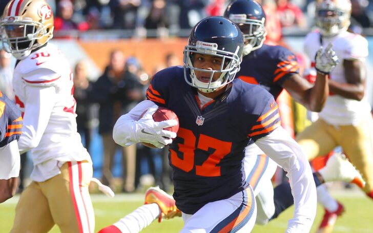 Bryce Callahan returns an interception. Credit: Dennis Wierzbicki, USA Today Sports.