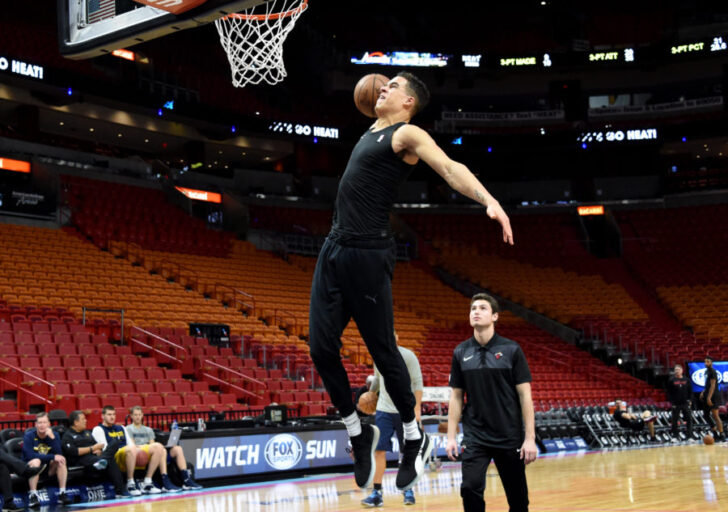 Denver Nuggets forward Michael Porter Jr. (1) warms up before a game against the Miami Heat at American Airlines Arena.