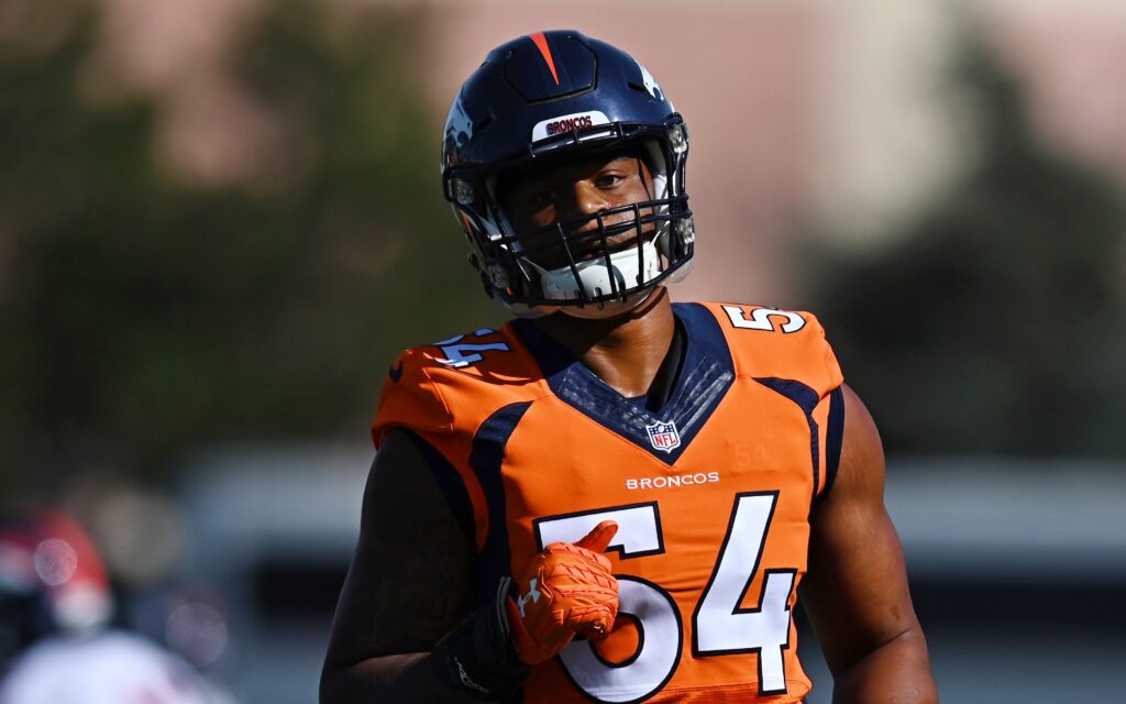 Josh Watson at Broncos training camp. Credit: Ron Chenoy, USA TODAY Sports.