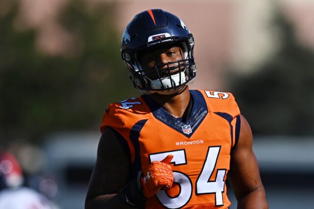 Josh Watson at Broncos training camp. Credit: Ron Chenoy, USA TODAY Sports.