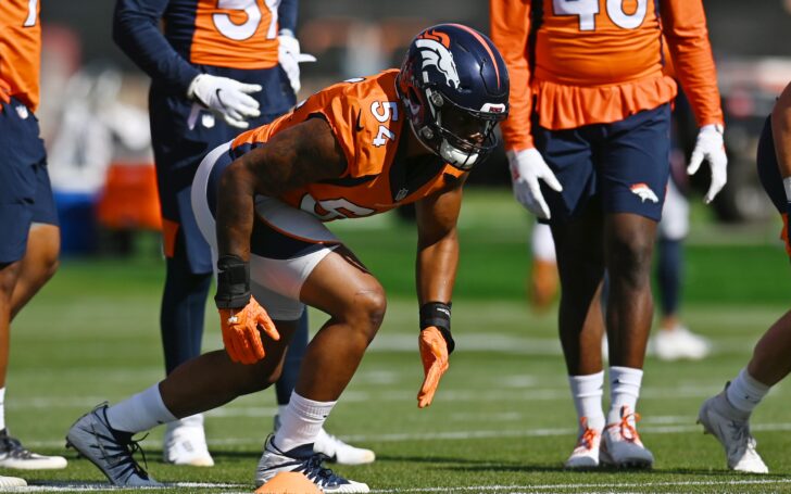 Josh Watson in Broncos training camp. Credit: Ron Chenoy, USA TODAY Sports.