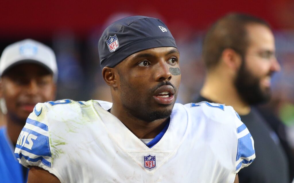 Theo Riddick in Detroit in 2018. Credit: Mark J. Rebilas, USA TODAY Sports.